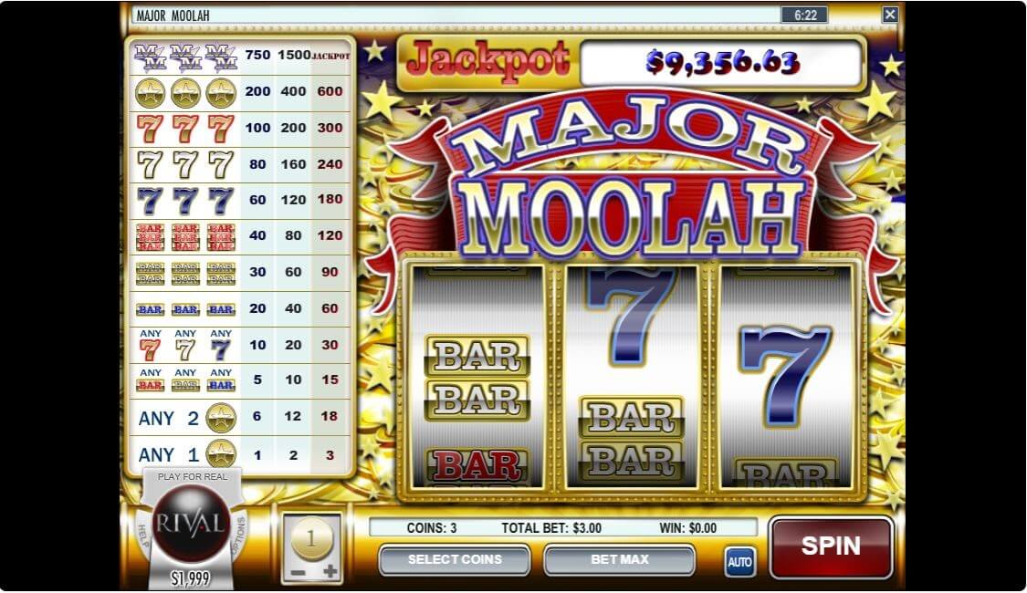 Rival Major Moolah Online Slot Reels